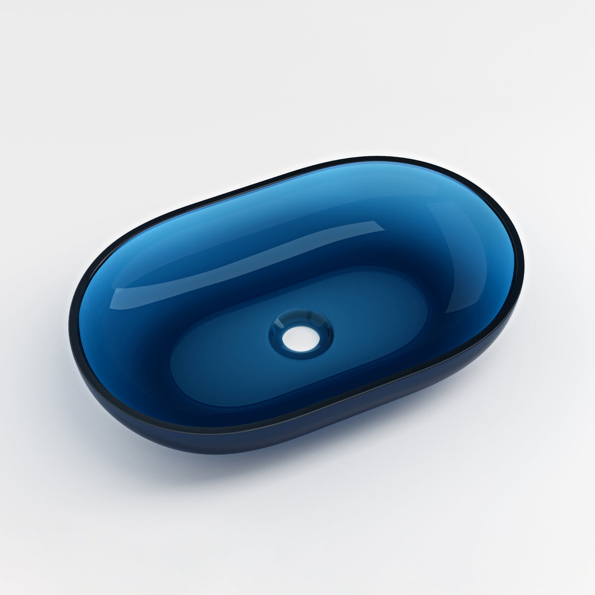 glasvilla Lavabo da Appoggio in Resina 54x34x10.5cm, Lavabo da Bagno Ovale senza Foro Rubinetto e Troppopieno, Coloria03