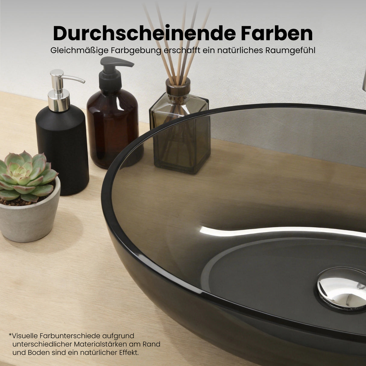 glasvilla Waschbecken Aufsatzwaschbecken aus Kunstharz Waschschale Handwaschbecken Oval 60x36x14cm ohne Hahnloch und Überlauf Coloria04