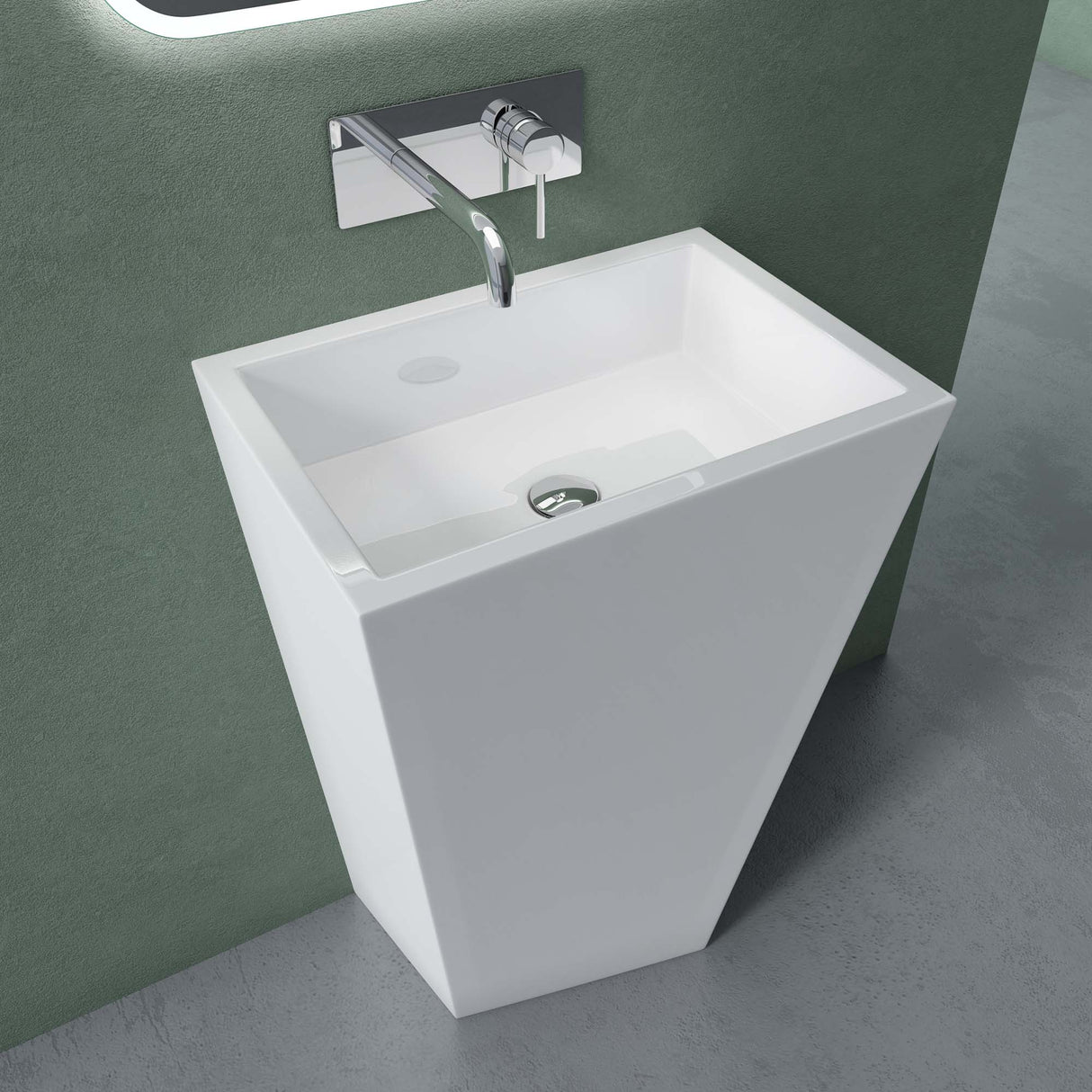 lavabo de diseño glasvilla freestanding Col38 blanco, de mineral, lavabo, BTH: 60x42x90cm