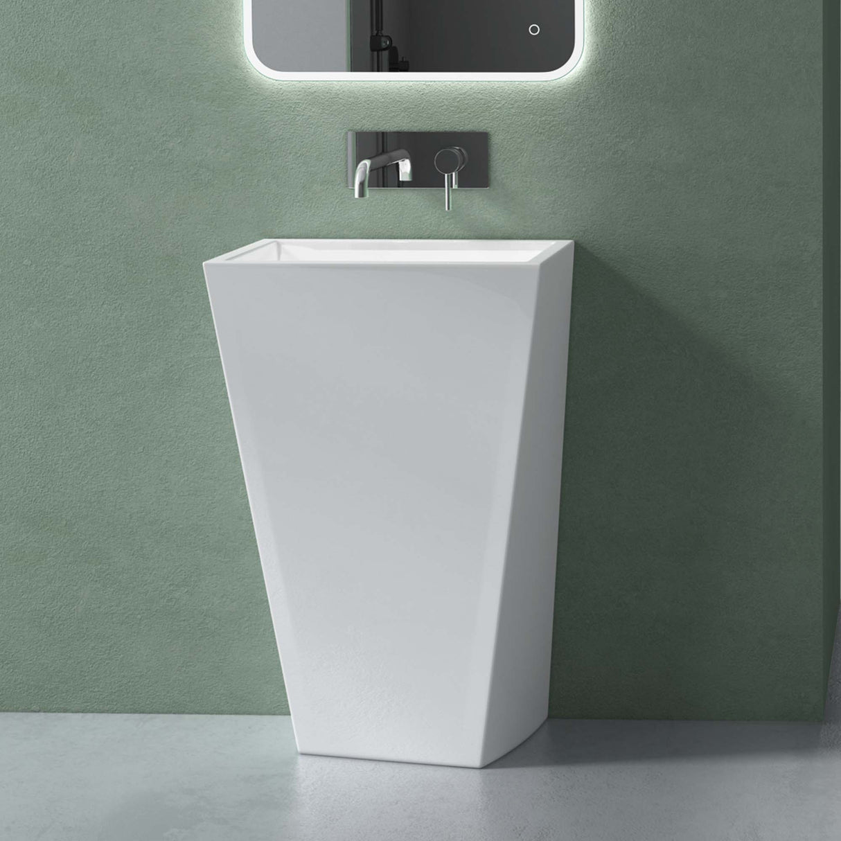 lavabo de diseño glasvilla freestanding Col38 blanco, de mineral, lavabo, BTH: 60x42x90cm