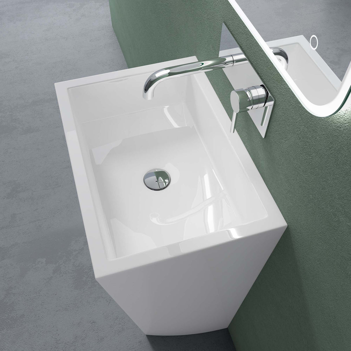lavabo de diseño glasvilla freestanding Col38 blanco, de mineral, lavabo, BTH: 60x42x90cm