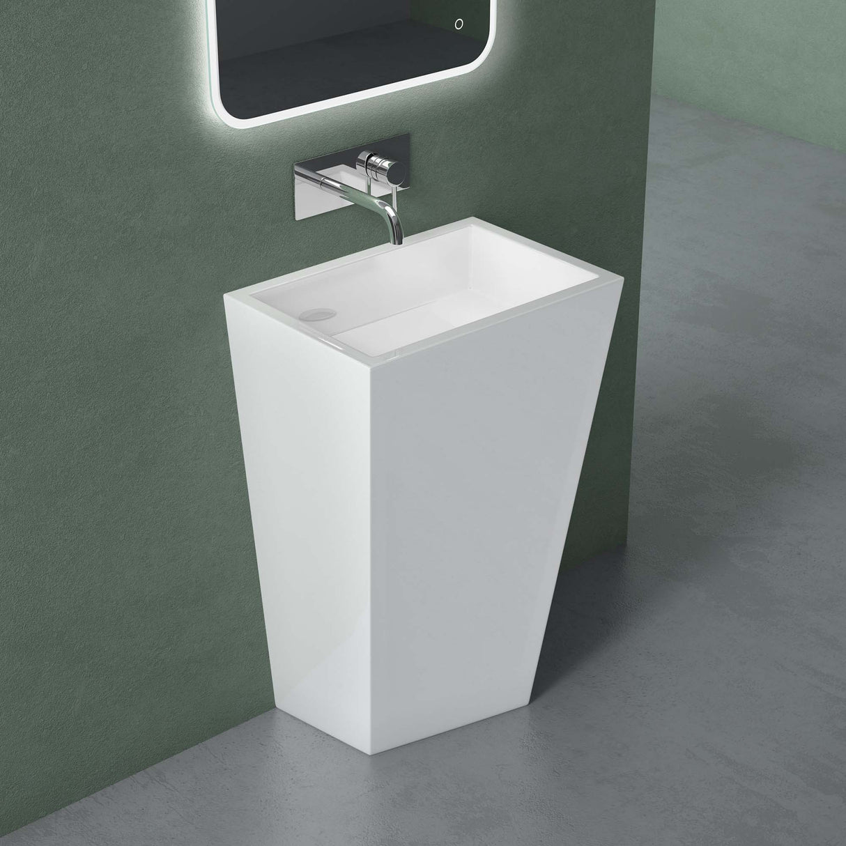 lavabo de diseño glasvilla freestanding Col38 blanco, de mineral, lavabo, BTH: 60x42x90cm
