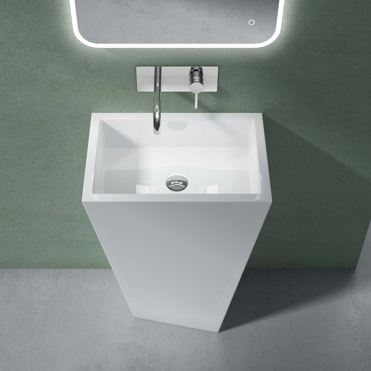 lavabo de diseño glasvilla freestanding Col38 blanco, de mineral, lavabo, BTH: 60x42x90cm