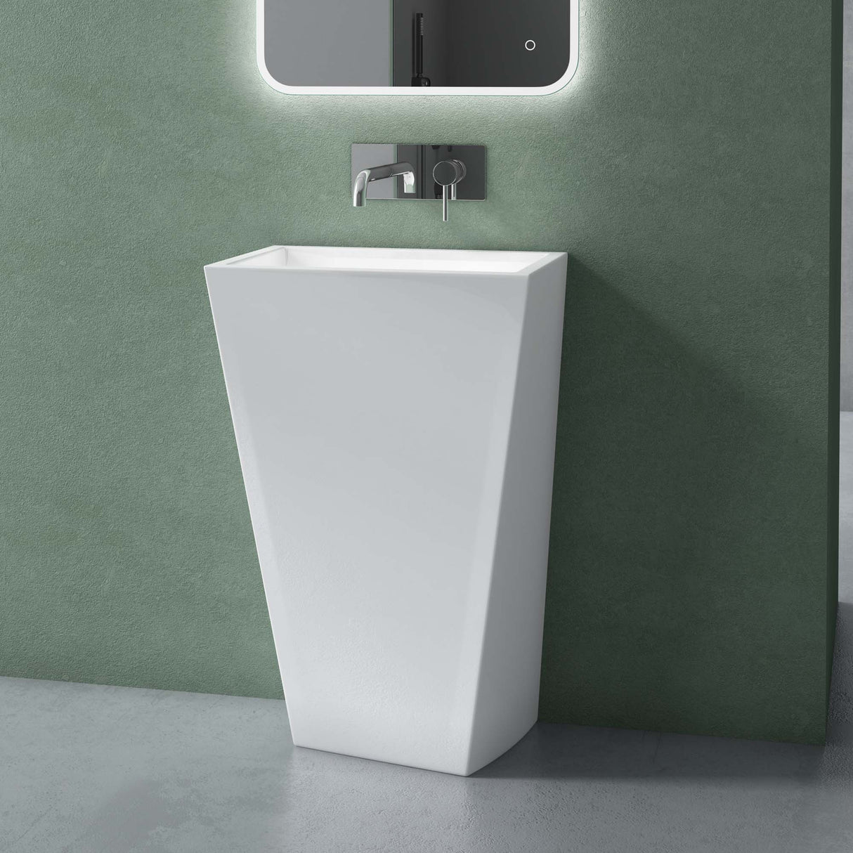 lavabo de diseño glasvilla freestanding Col38 blanco, de mineral, lavabo, BTH: 60x42x90cm