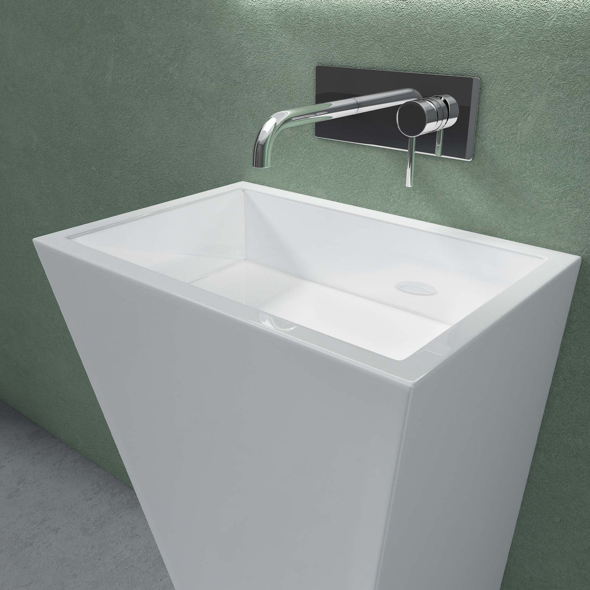 lavabo de diseño glasvilla freestanding Col38 blanco, de mineral, lavabo, BTH: 60x42x90cm