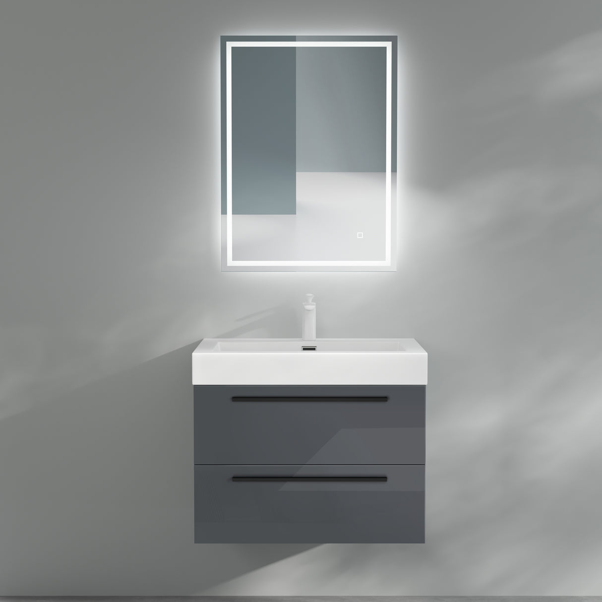 Ensemble de meubles de salle de bain Glasvilla comprenant un meuble-lavabo avec meuble bas et vasque en fonte minérale Quadratto