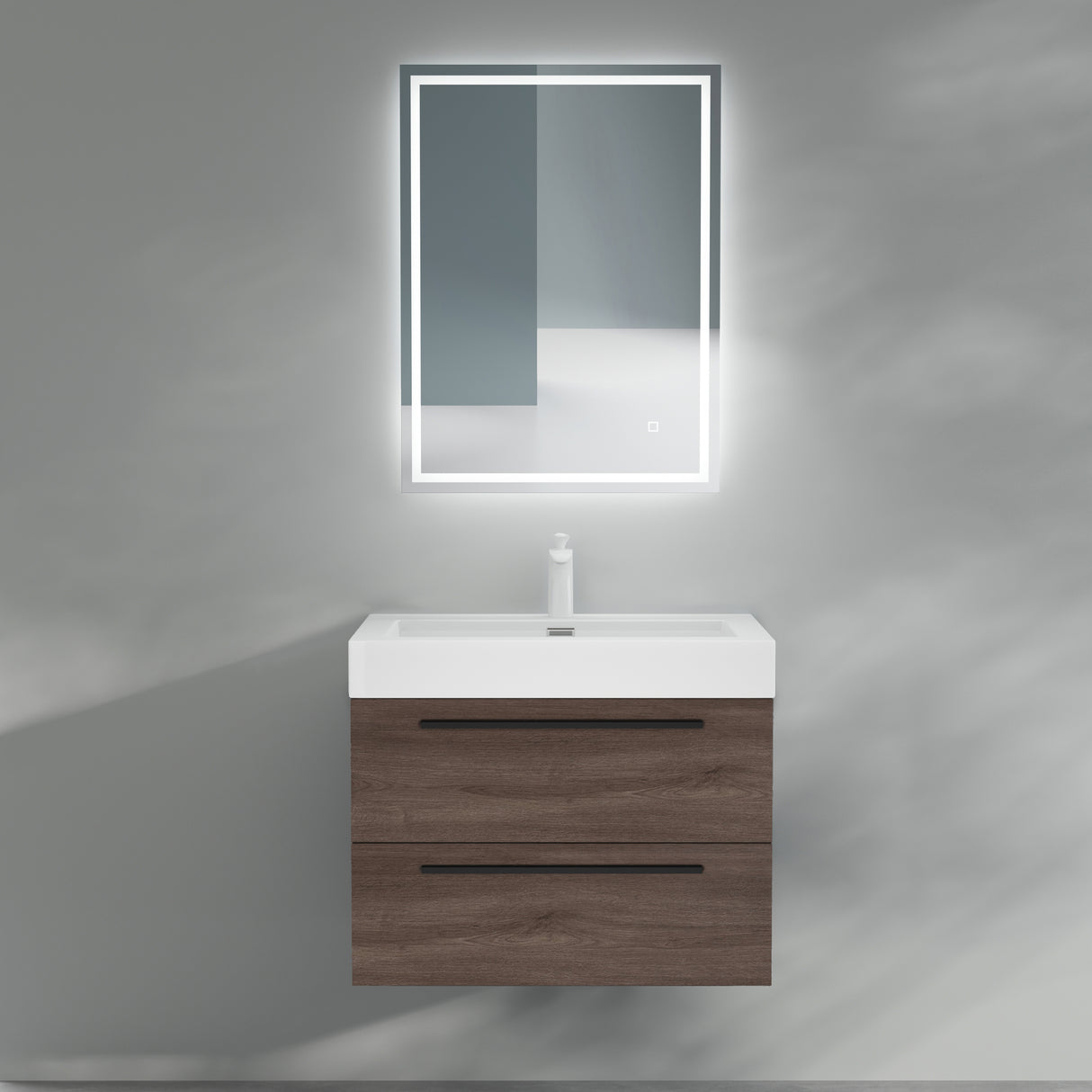 Ensemble de meubles de salle de bain Glasvilla comprenant un meuble-lavabo avec meuble bas et vasque en fonte minérale Quadratto