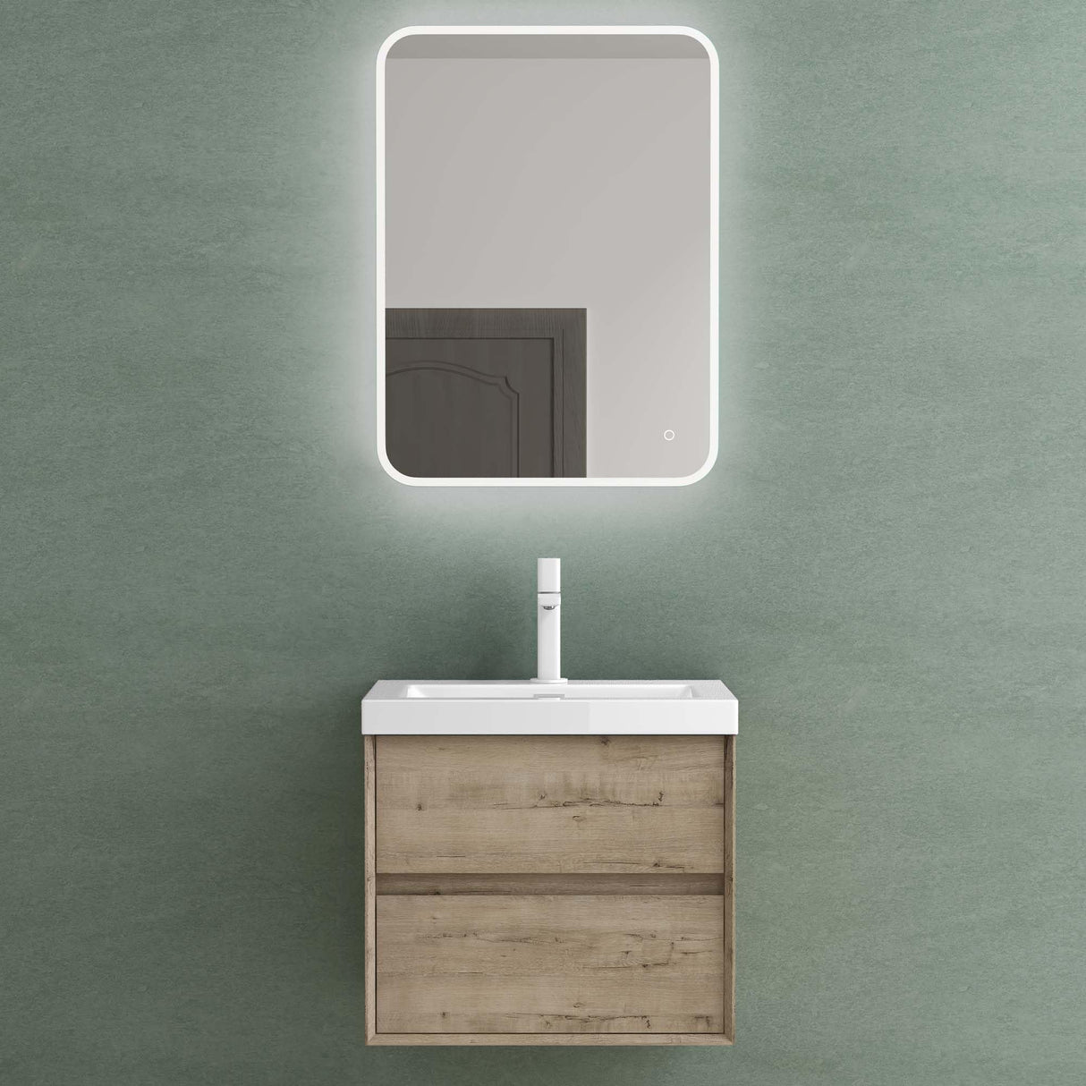 conjunto de muebles de baño glasvilla mueble bajo lavabo 2 cajones con cierre suave incluido lavabo en blanco de mineral fundido Rimo