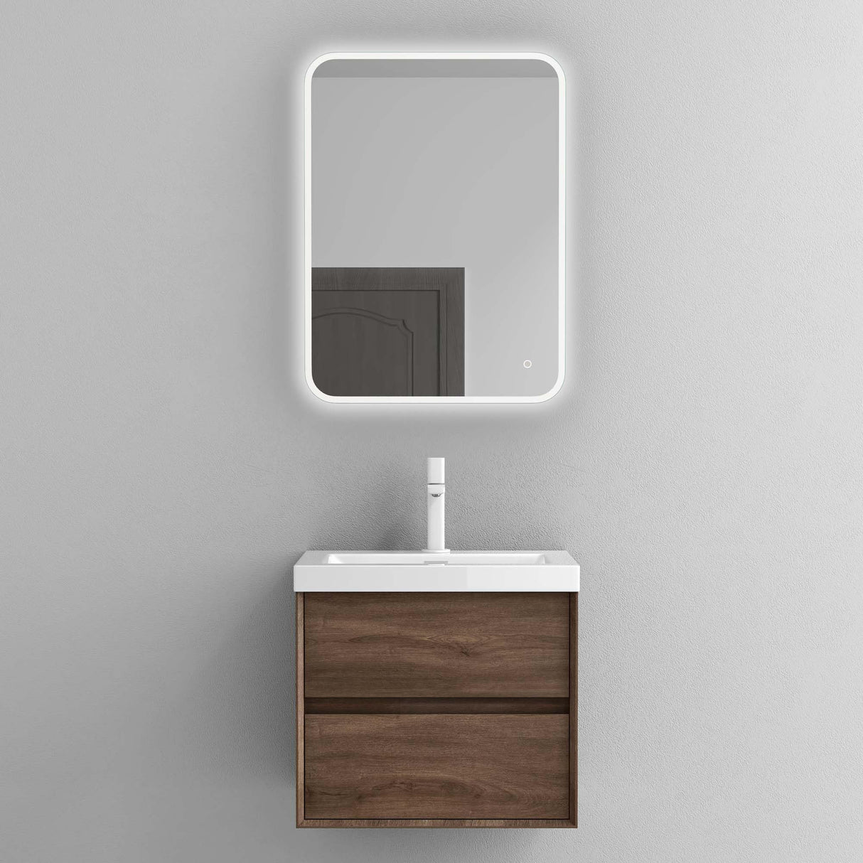 conjunto de muebles de baño glasvilla mueble bajo lavabo 2 cajones con cierre suave incluido lavabo en blanco de mineral fundido Rimo