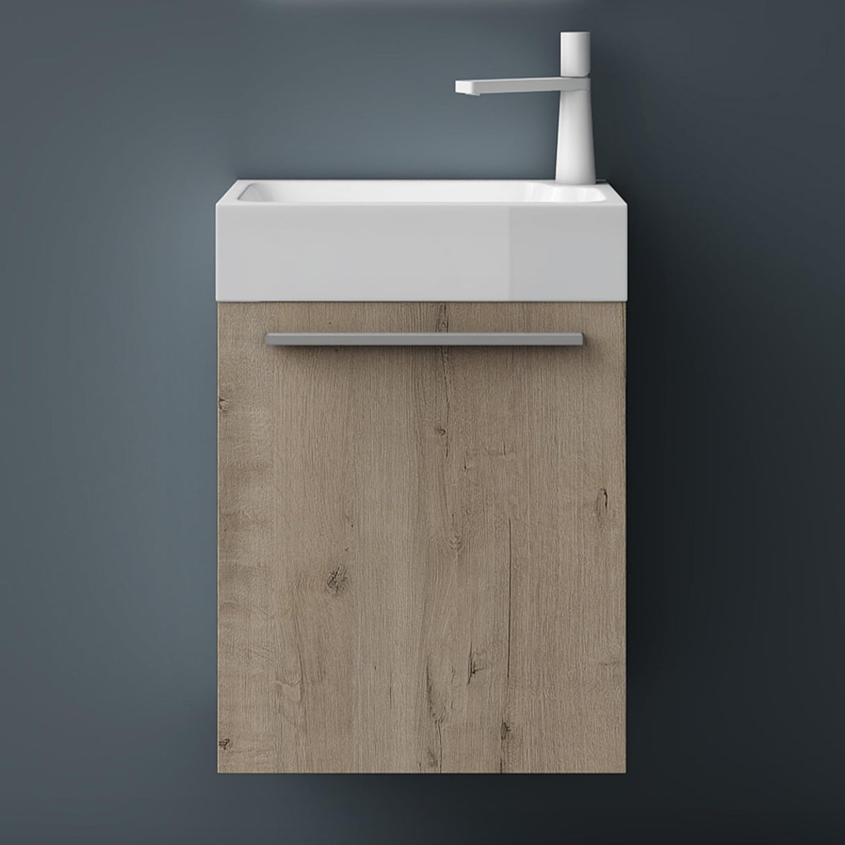 glasvilla Badmöbelset Kleiner Waschbeckenunterschrank 46 cm Unterschrank mit Weiß Waschschbecken aus Mineralguss für Gäste-WC Pisa