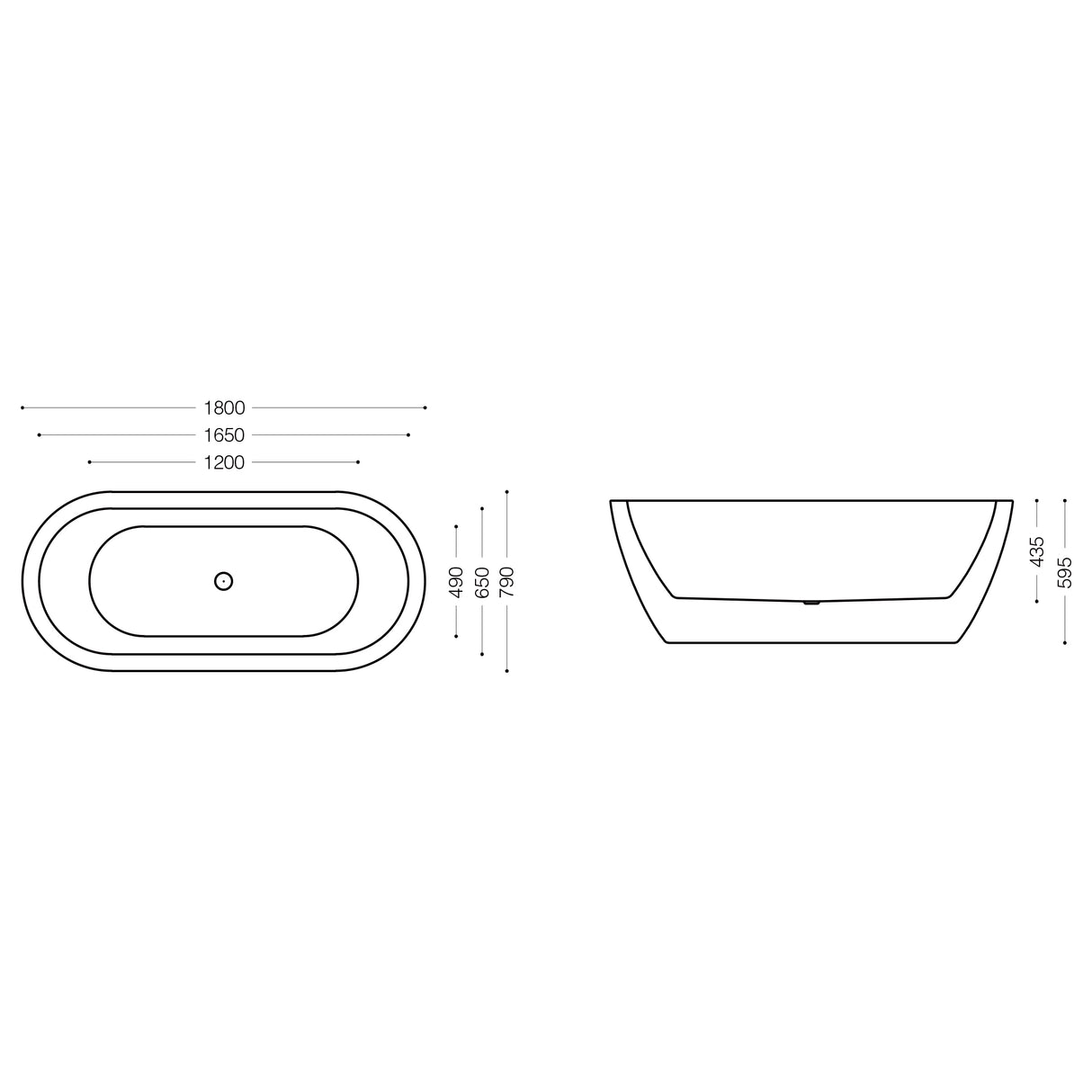 glasvilla Bañera Independiente Acrílico Ovalada Bañera de Acrílico de Pie incl. Kit de Drenaje Pop Up Blanco