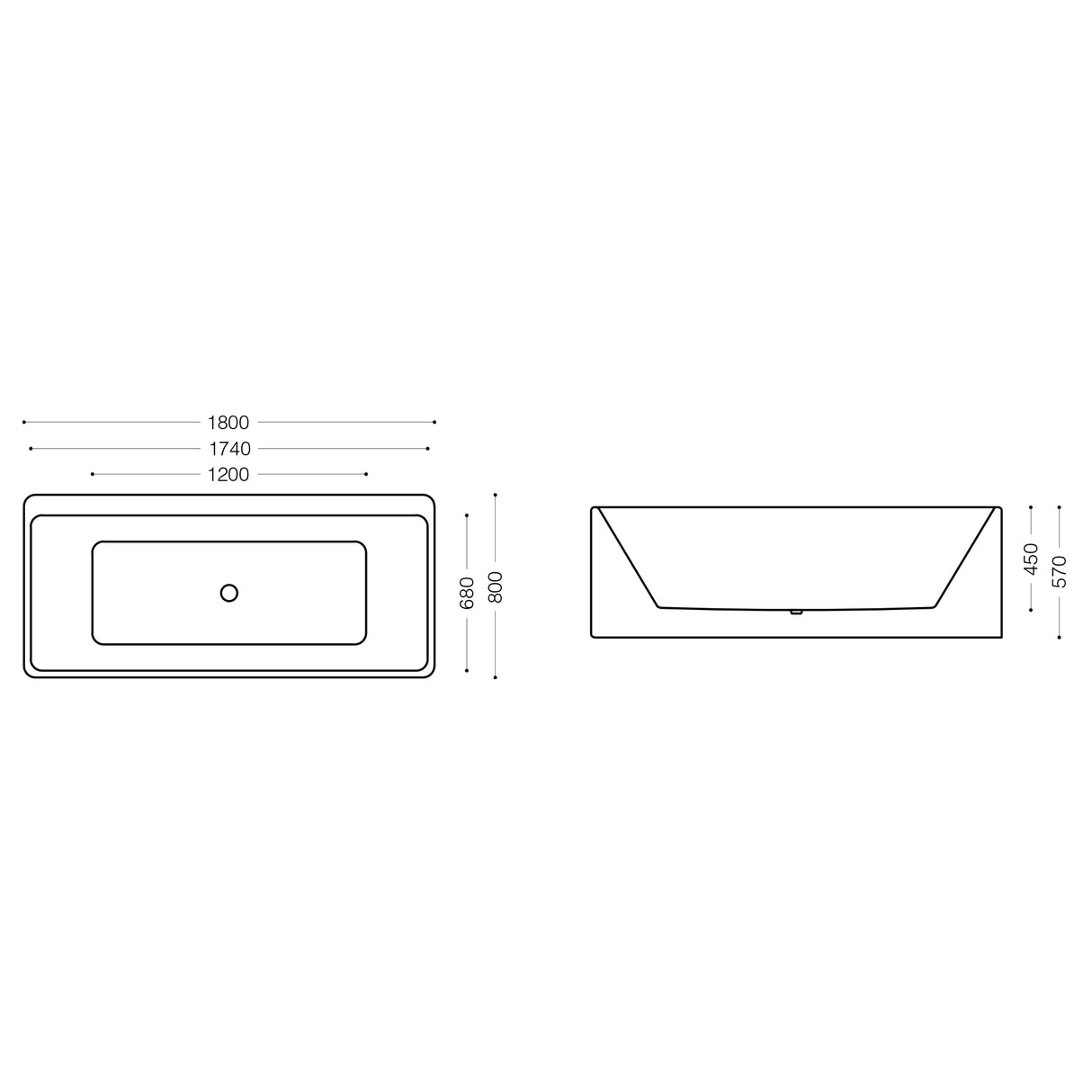 glasvilla Bañera Independiente Rectangular Acrílico Sanitario con Grifería Bañera de Pie