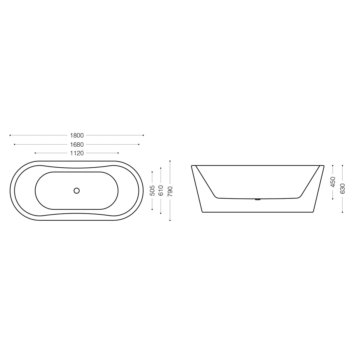 glasvilla Bañera Independiente Rectangular Acrílico Sanitario con Grifería Bañera de Pie