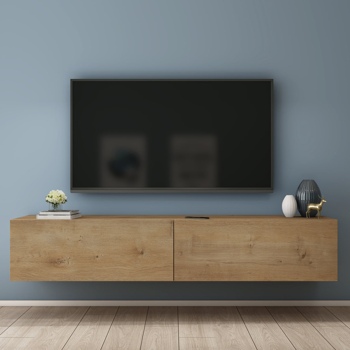 Glasvilla Design – Mueble TV suspendido con cierre suave y tirador oculto (Fernsehschrank02)