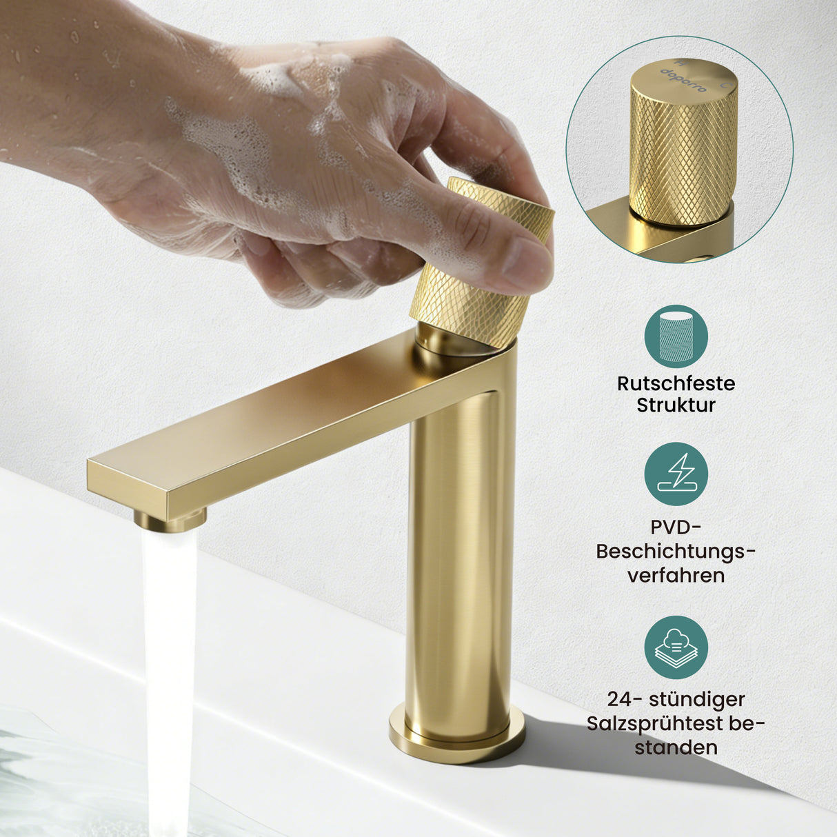 glasvilla Rubinetto Miscelatore Monocomando per Lavabo da Bagno, Rubinetto a Risparmio Idrico in Acciaio Inossidabile con Tubi e Accesorri, Design Moderno Fino-01