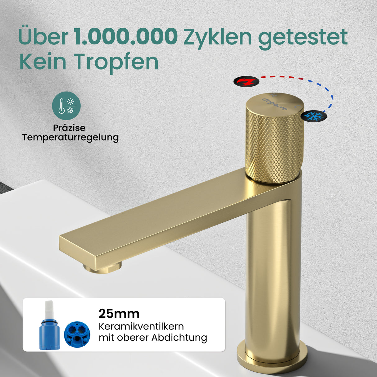 glasvilla Rubinetto Miscelatore Monocomando per Lavabo da Bagno, Rubinetto a Risparmio Idrico in Acciaio Inossidabile con Tubi e Accesorri, Design Moderno Fino-01