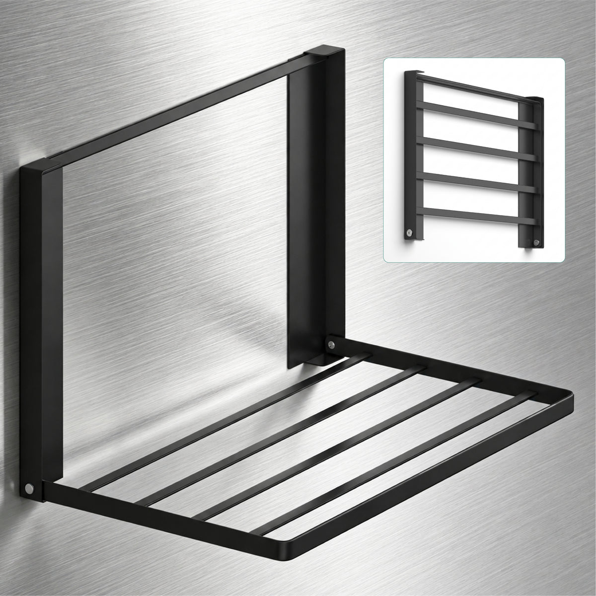 glasvolla Mensola Pieghevole per Lavatrice 41x25cm, Mensola Magnetica Lavatrice in Acciaio al Carbonio, Mensola da Parete Multifunzionale per Bagno e Cucina Folda-01