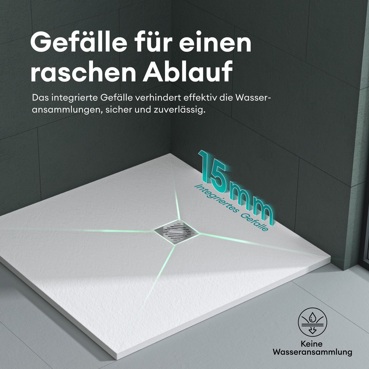 glasvilla Duschwanne Duschtasse de Mineralguss Mineralgusswan DIN-Anschlüsse Geoma09