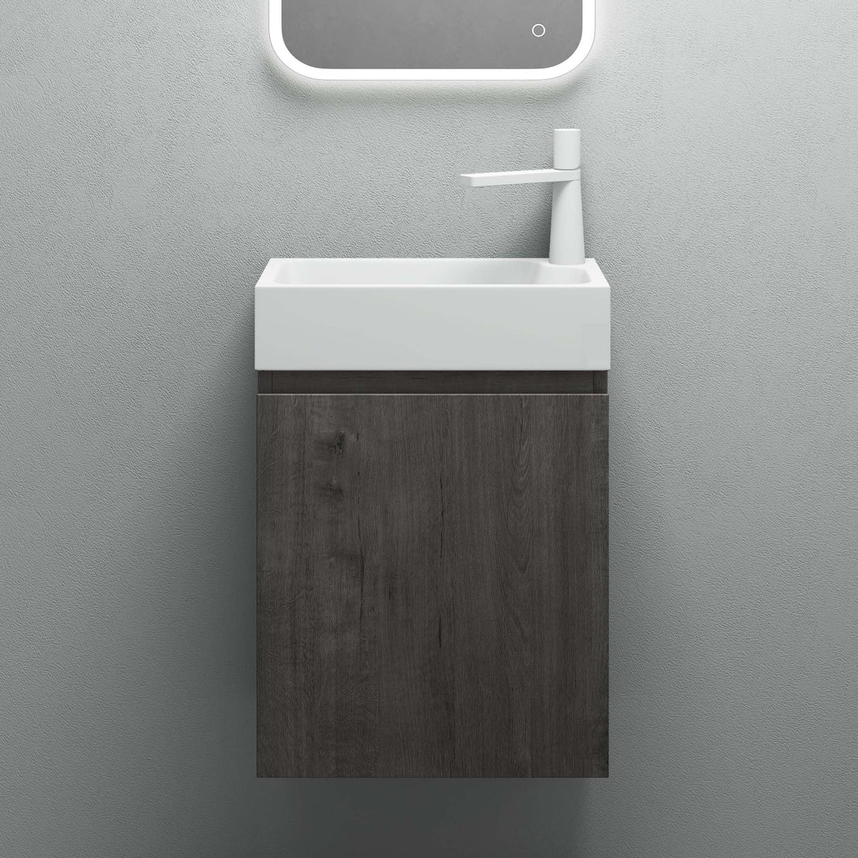 conjunto de muebles de baño glasvilla compuesto por lavabo blanco y mueble de lavabo BTH: 46x26x63cm Pisa02