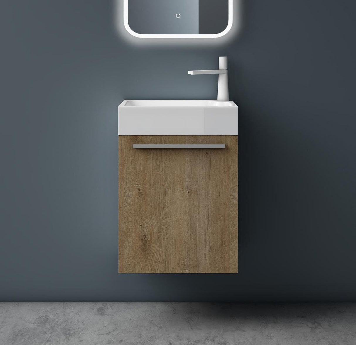 glasvilla Badmöbelset Kleiner Waschbeckenunterschrank 46 cm Unterschrank mit Weiß Waschschbecken aus Mineralguss für Gäste-WC Pisa