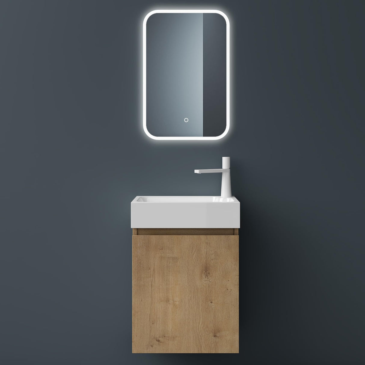 conjunto de muebles de baño glasvilla compuesto por lavabo blanco y mueble de lavabo BTH: 46x26x63cm Pisa02