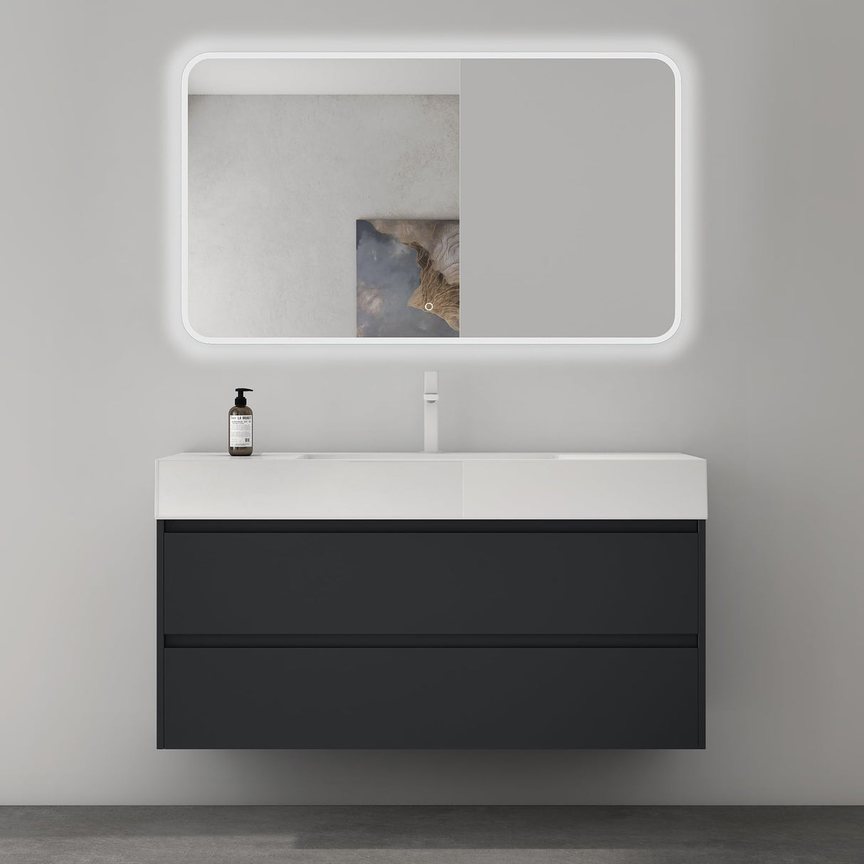 conjunto de muebles de baño glasvilla mueble bajo lavabo 120x48x63cm con 2 cajones incluido lavabo Deep