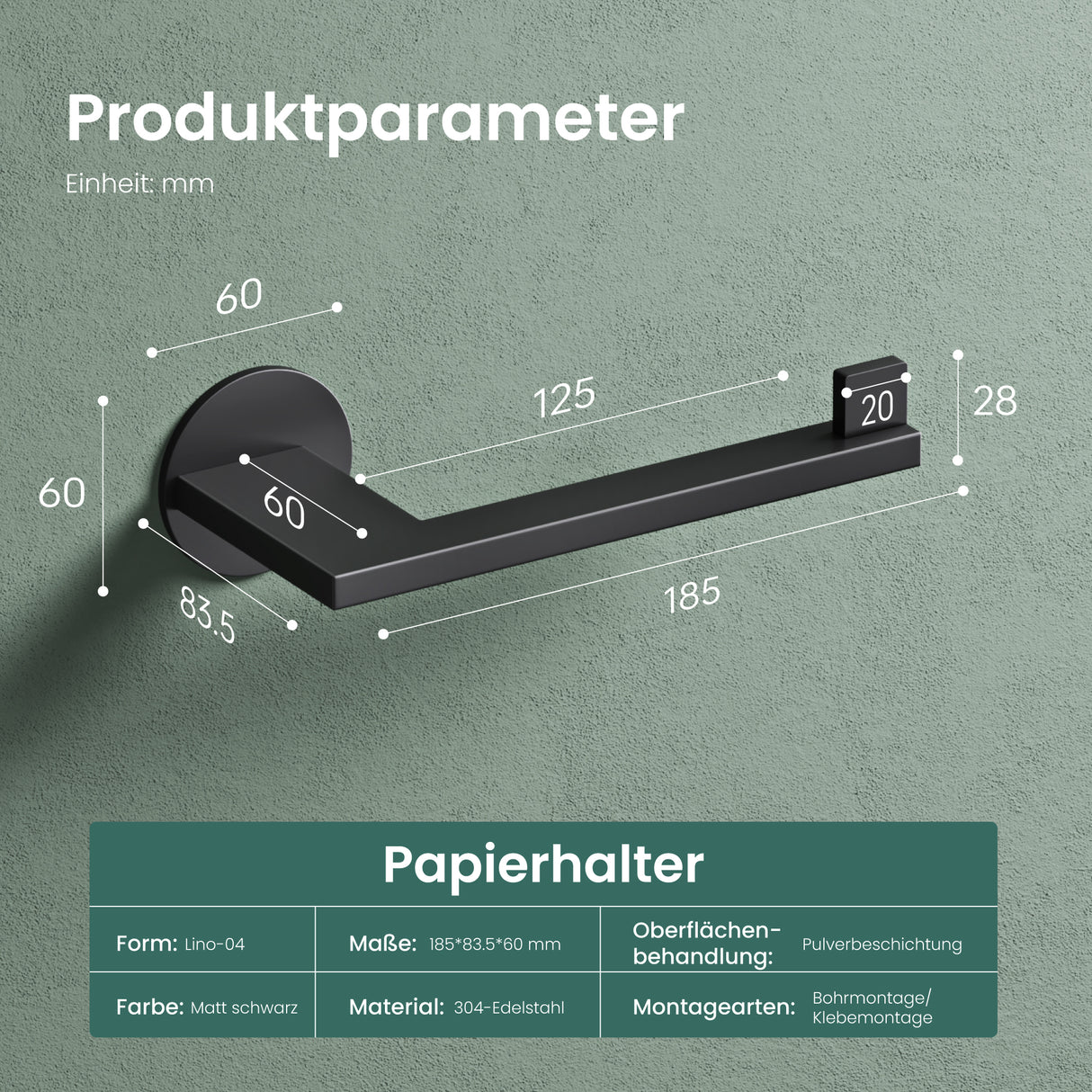 Glasvilla Design Portarrollos de Acero Inoxidable Lino-02/03/04 – Instalación Horizontal o Vertical
