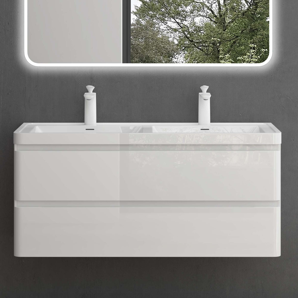 conjunto de muebles de baño glasvilla mueble de lavabo con cajones de cierre suave incluido lavabo de mineral Lucca