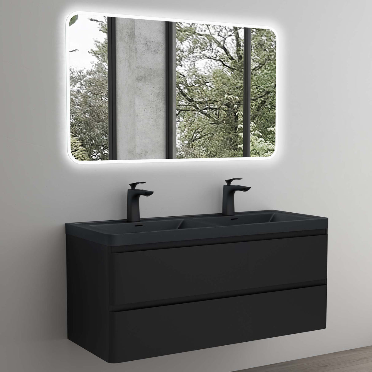 conjunto de muebles de baño glasvilla mueble de lavabo con cajones de cierre suave incluido lavabo de mineral Lucca
