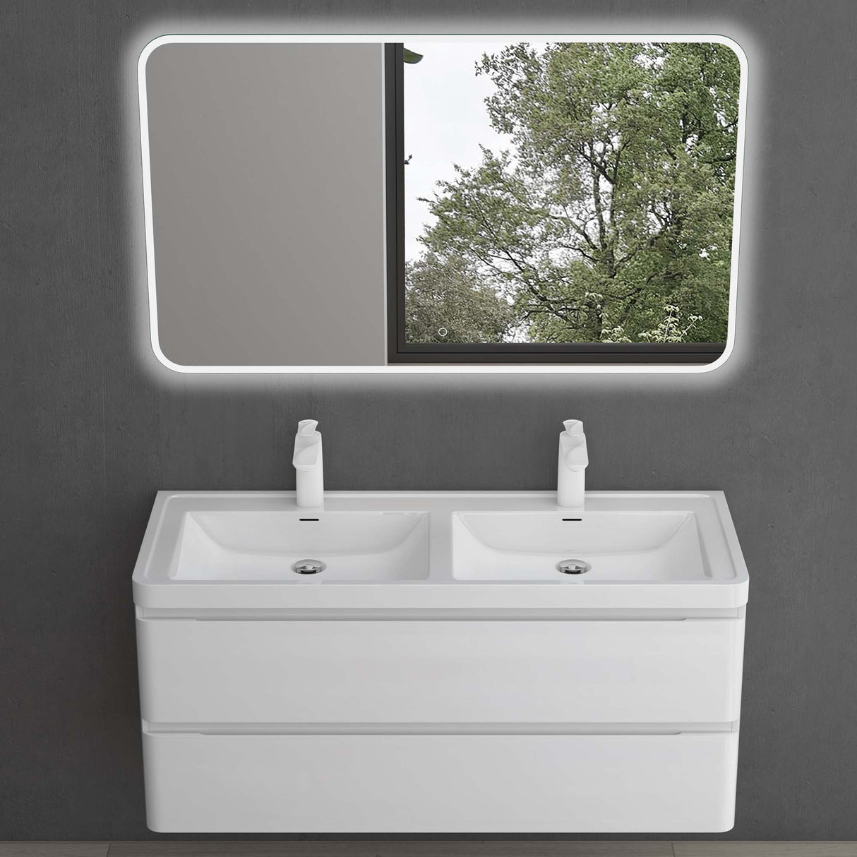 conjunto de muebles de baño glasvilla mueble de lavabo con cajones de cierre suave incluido lavabo de mineral Lucca