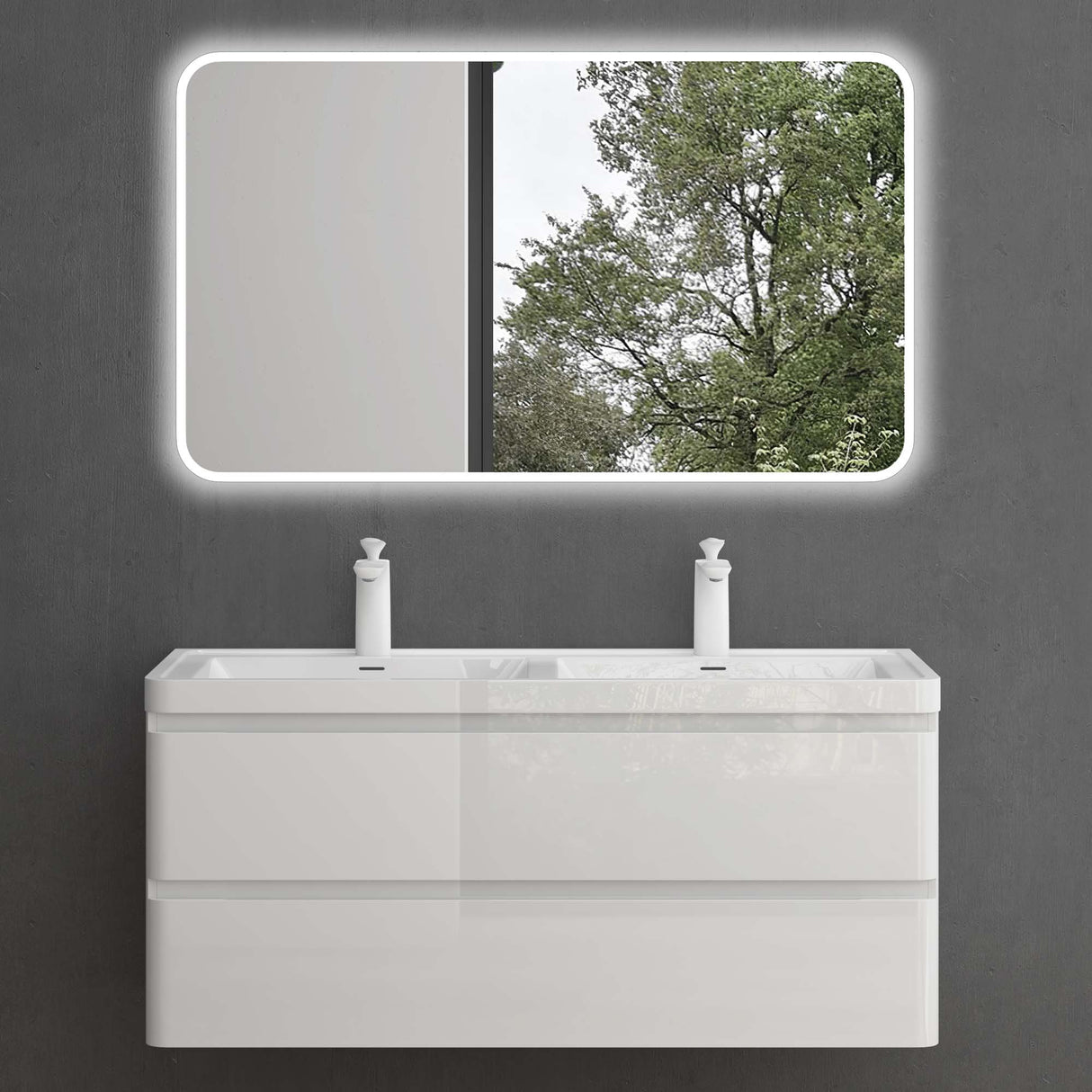 conjunto de muebles de baño glasvilla mueble de lavabo con cajones de cierre suave incluido lavabo de mineral Lucca