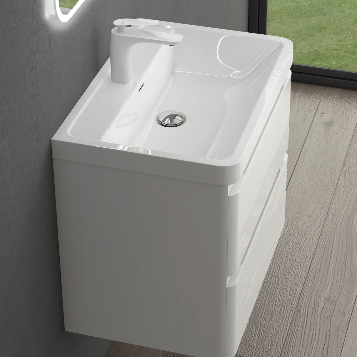 conjunto de muebles de baño glasvilla mueble de lavabo con cajones de cierre suave incluido lavabo de mineral Lucca