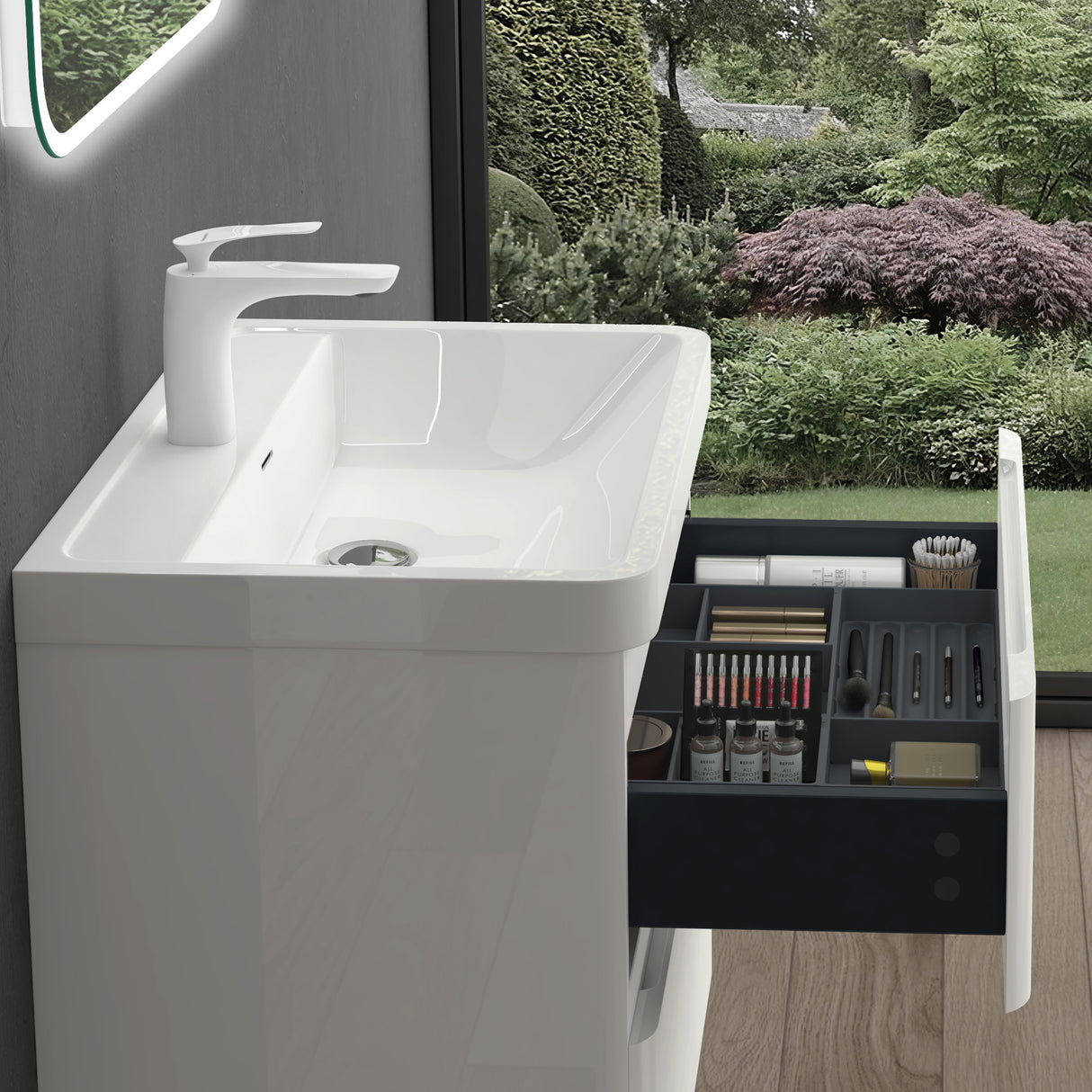 conjunto de muebles de baño glasvilla mueble de lavabo con cajones de cierre suave incluido lavabo de mineral Lucca