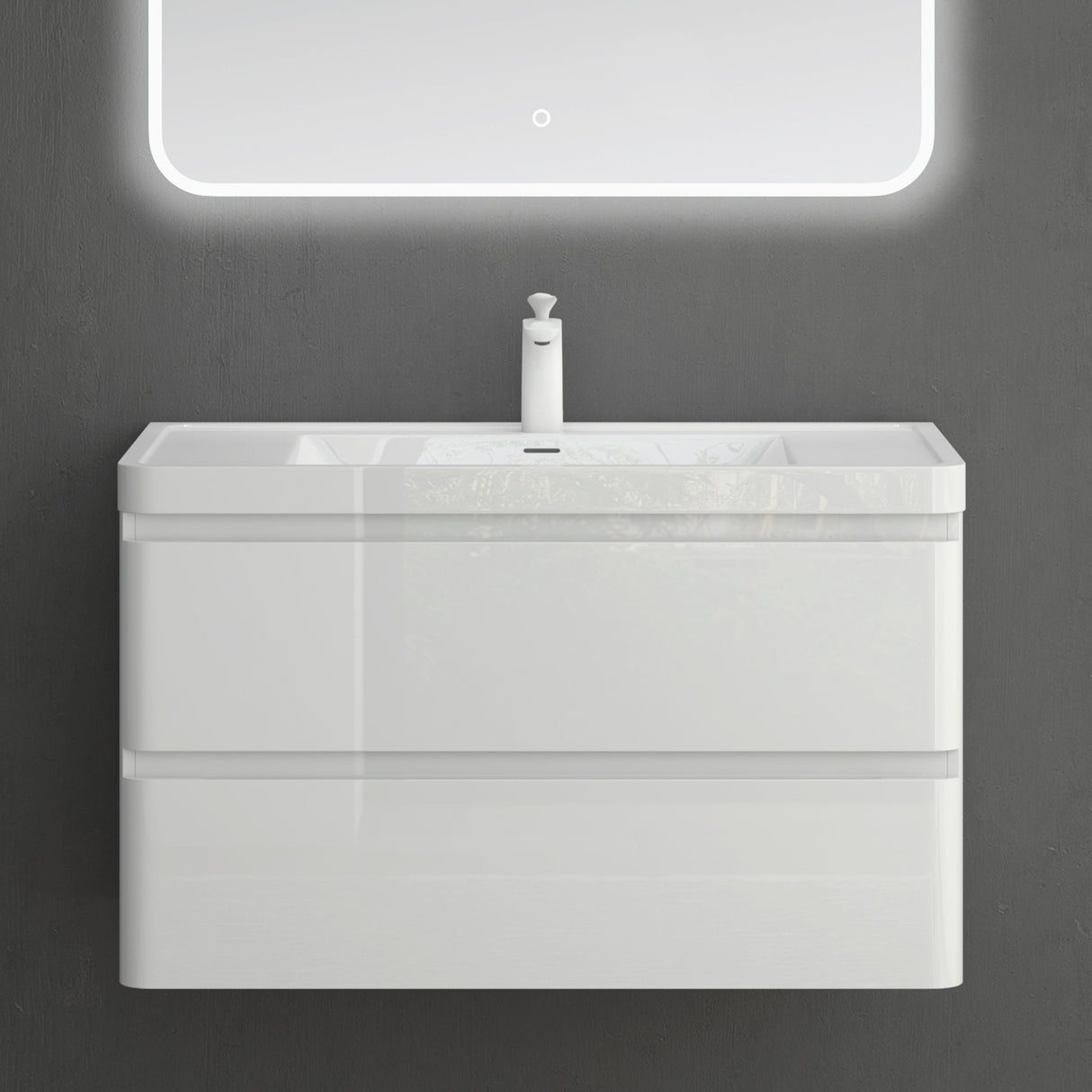 conjunto de muebles de baño glasvilla mueble de lavabo con cajones de cierre suave incluido lavabo de mineral Lucca