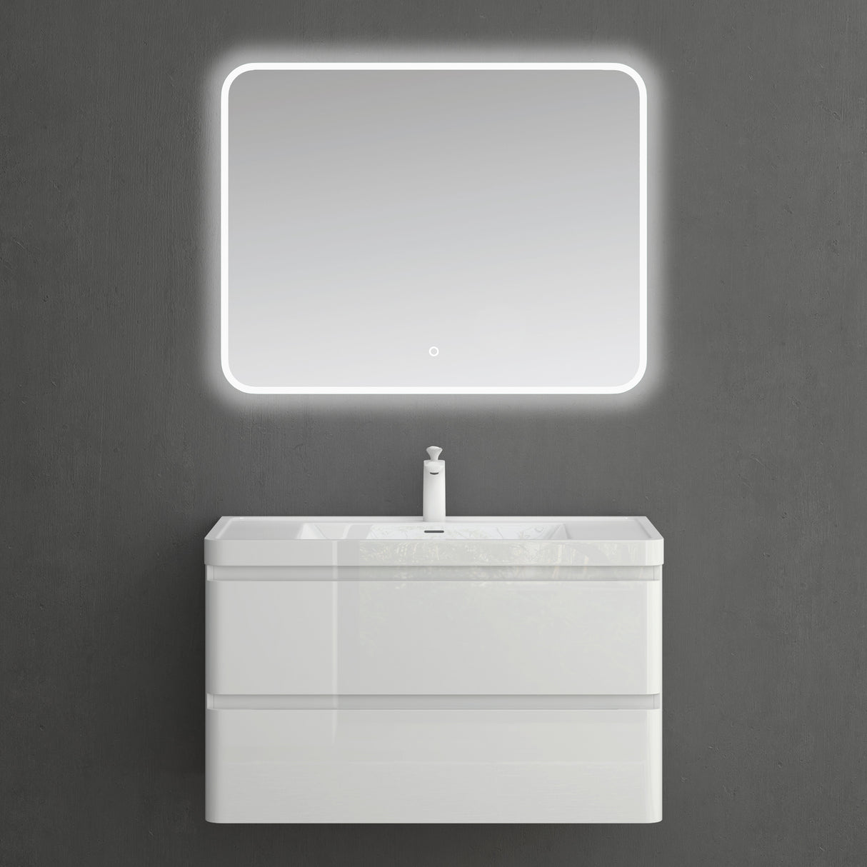 conjunto de muebles de baño glasvilla mueble de lavabo con cajones de cierre suave incluido lavabo de mineral Lucca