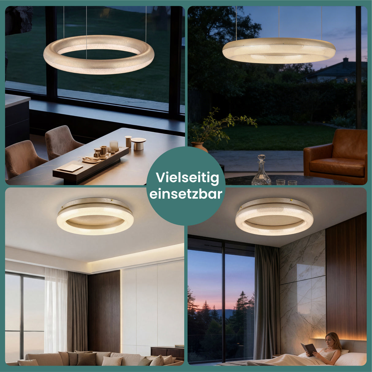 glasvilla Pendelleuchte Esstisch, LED Moderne Hängelampe, stufenlos dimmbar 3000K–6000K, höhenverstellbare Design Esstischlampe mit Fernbedienung & Wandschalter, Luvina03