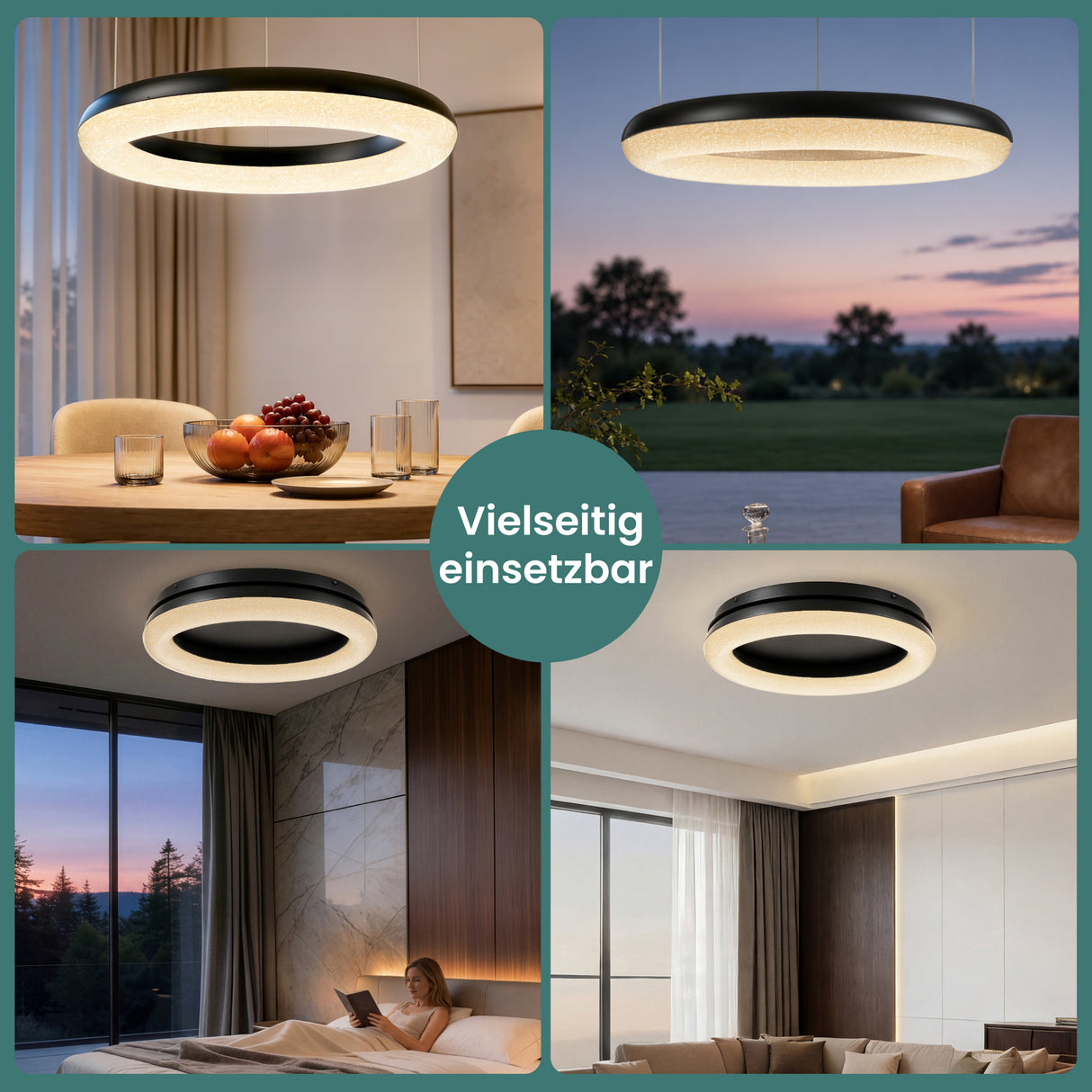 glasvilla Lampadario Sospensione, Lampada 3000-6000K con Filo 170 CM, Altezza Regolabile, Lampada da Soffitto a Sospensione per Camera da Letto, Cucina e Soggiorno, Luvina03