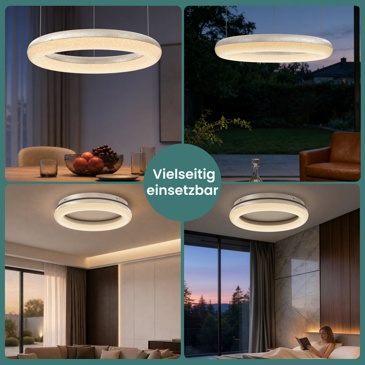 glasvilla Lampadario Sospensione, Lampada 3000-6000K con Filo 170 CM, Altezza Regolabile, Lampada da Soffitto a Sospensione per Camera da Letto, Cucina e Soggiorno, Luvina03