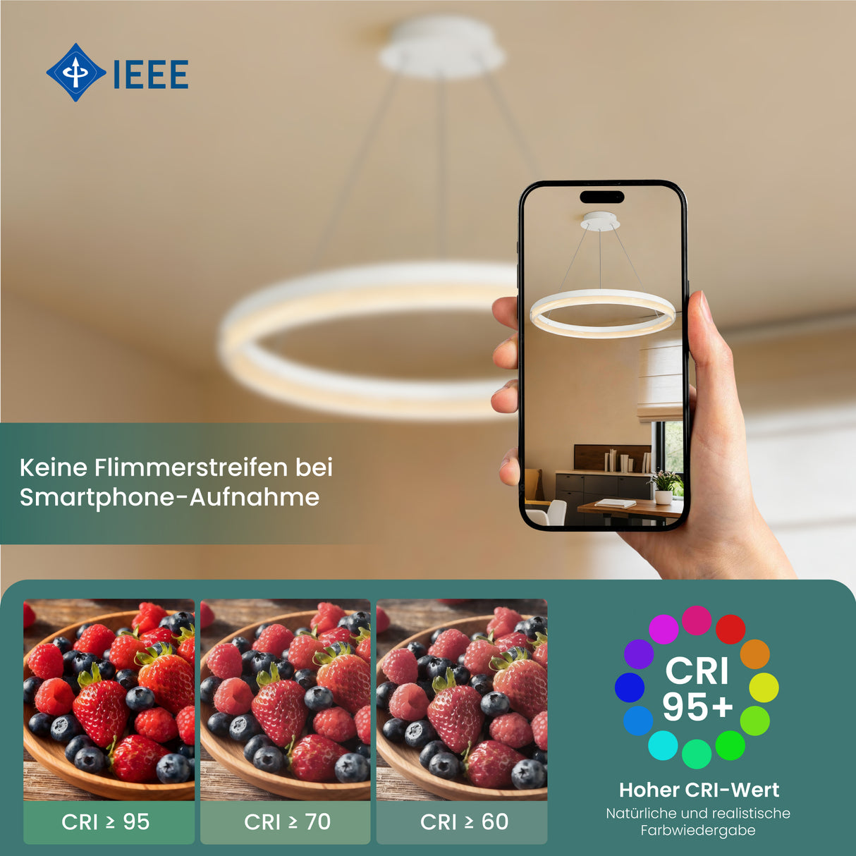 glasvilla Mai & Mai Pendelleuchte Esstisch, LED Moderne Hängelampe, stufenlos dimmbar 3000K–6000K, höhenverstellbare Design Esstischlampe mit Fernbedienung & Wandschalter, Luvina05