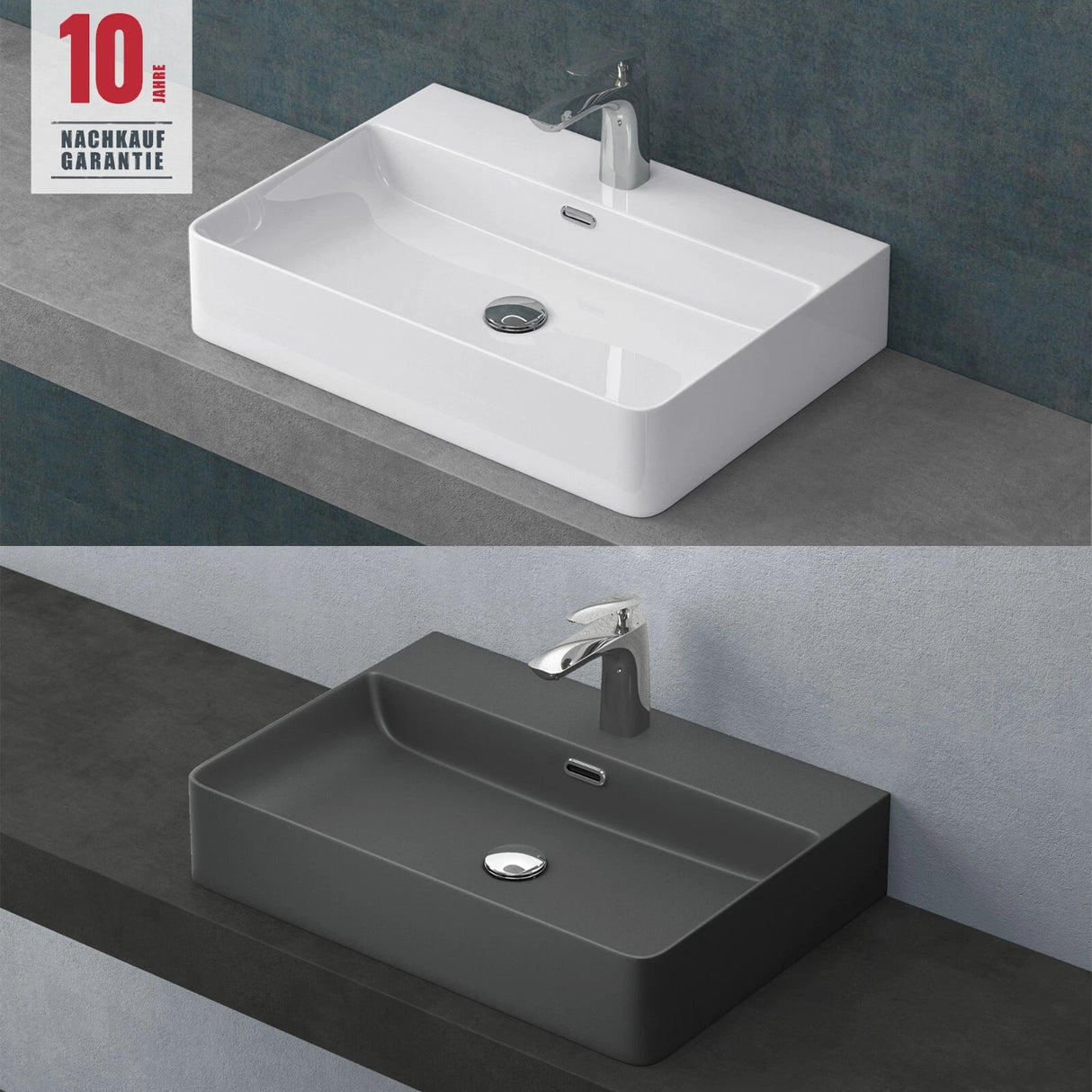 glasvilla Lavabo da Appoggio in Ceramica Lavabo Bagno Sospeso Lavandino Bagno con Nano Rivestimenti Meissen201