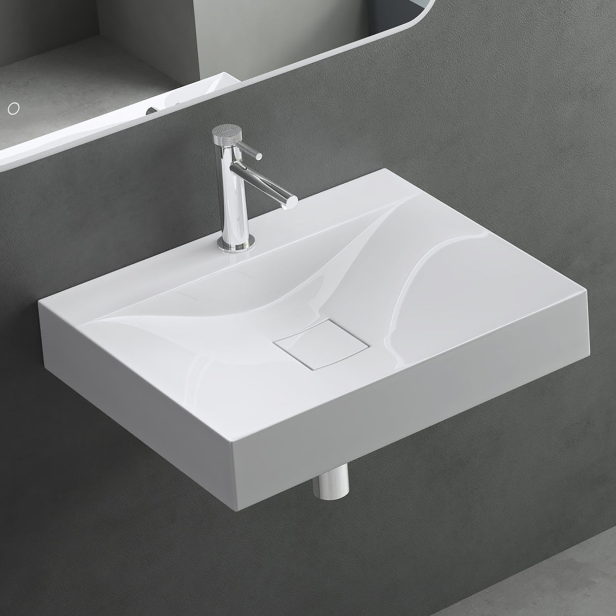 glasvilla Lavabo da Appoggio da Marmo fuso Lavabo Bagno Sospeso Lavandino Bagno Rettangolare Colossum810