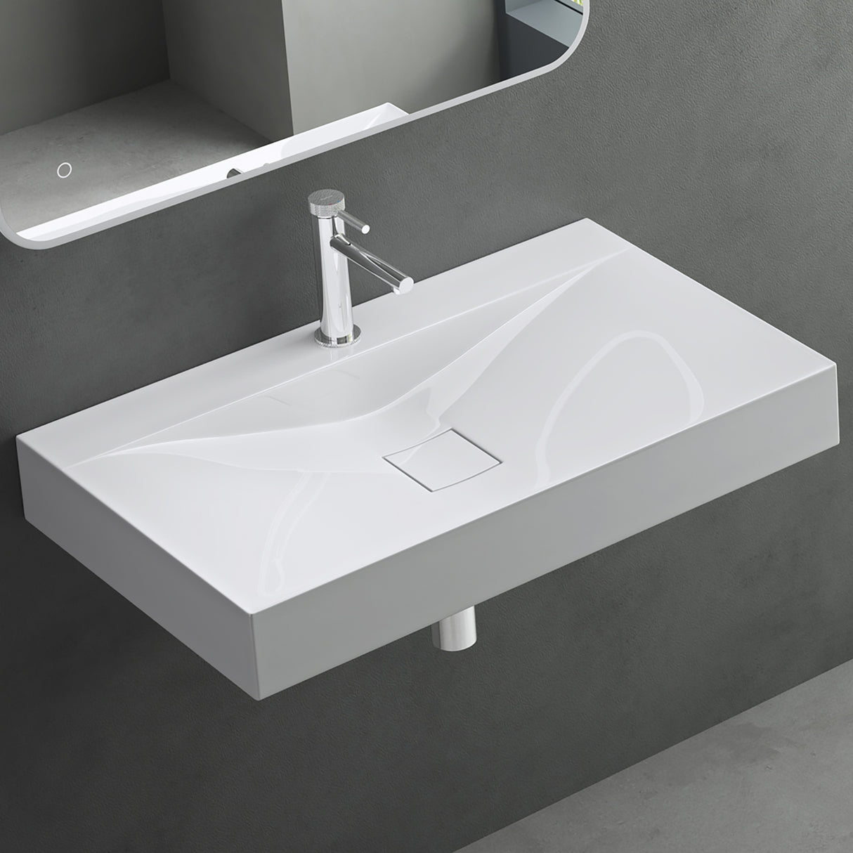glasvilla Lavabo da Appoggio da Marmo fuso Lavabo Bagno Sospeso Lavandino Bagno Rettangolare Colossum810