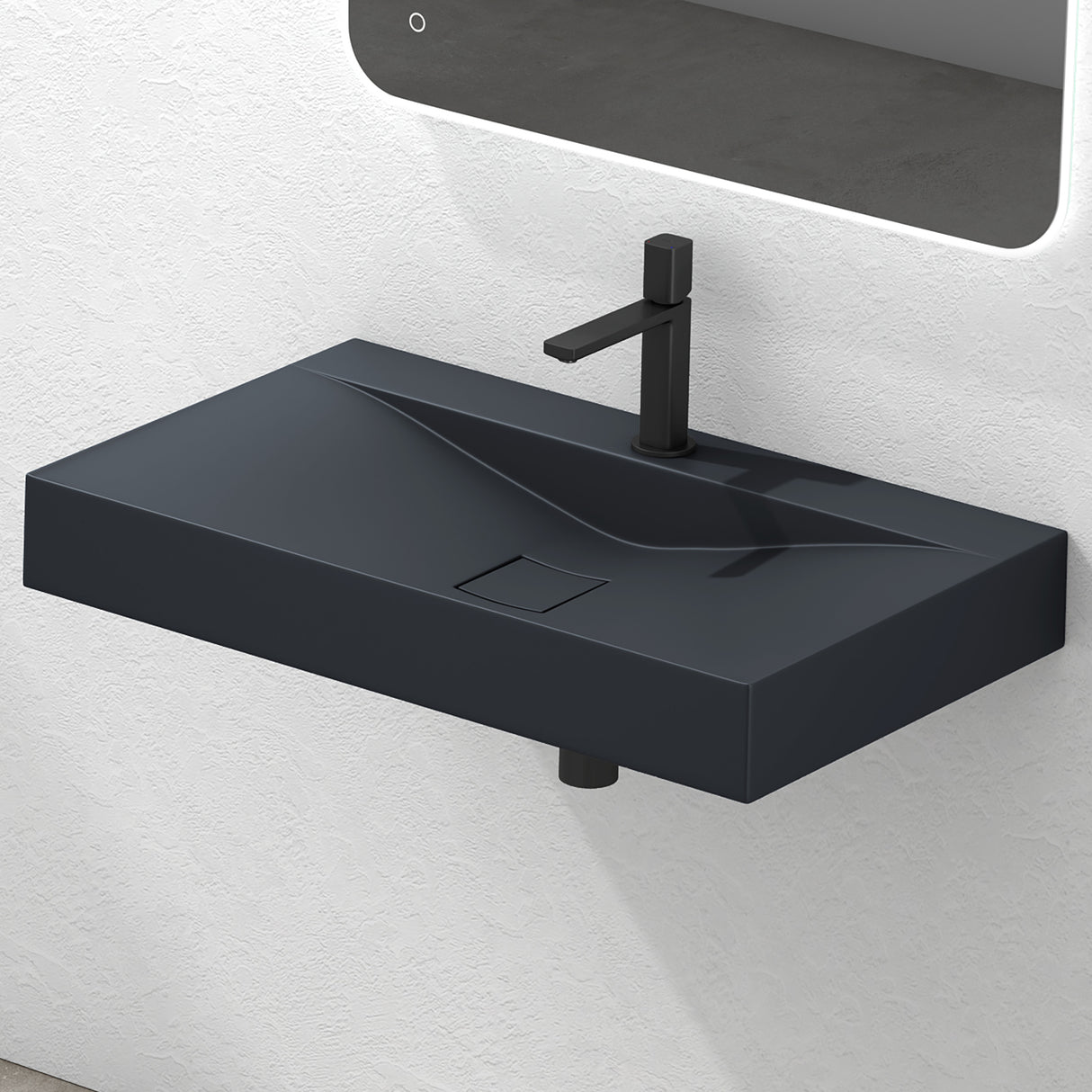 glasvilla Lavabo da Appoggio da Marmo fuso Lavabo Bagno Sospeso Lavandino Bagno Rettangolare Colossum810