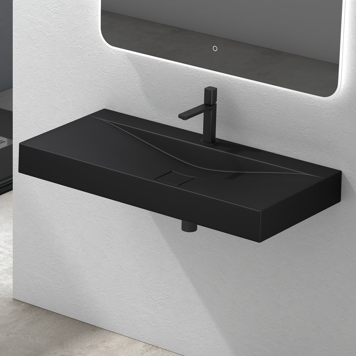 glasvilla Lavabo da Appoggio da Marmo fuso Lavabo Bagno Sospeso Lavandino Bagno Rettangolare Colossum810