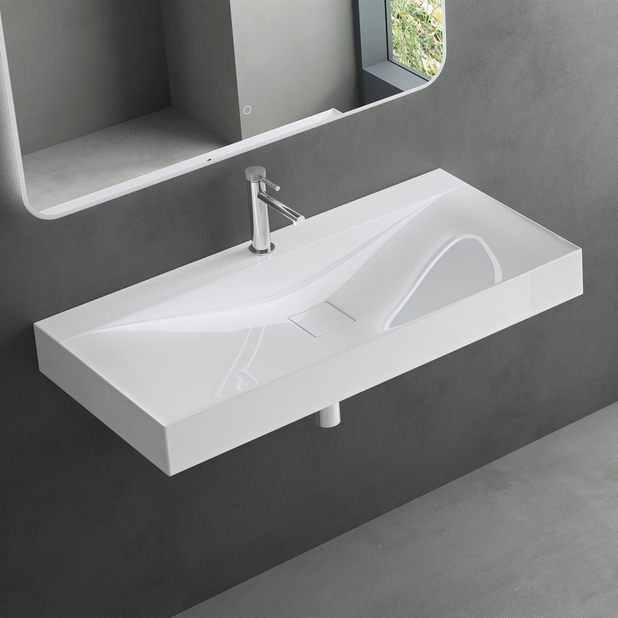 glasvilla Lavabo da Appoggio da Marmo fuso Lavabo Bagno Sospeso Lavandino Bagno Rettangolare Colossum810