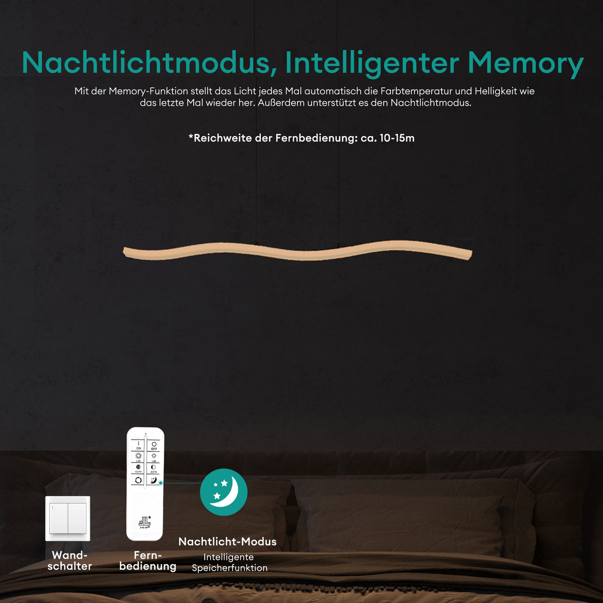 Suspension Glasvilla 97 cm, lampe LED dimmable avec télécommande, température de couleur 3000K/4000K/6000K, câble ajustable, 36 W, idéale pour salle à manger, salon ou chambre.