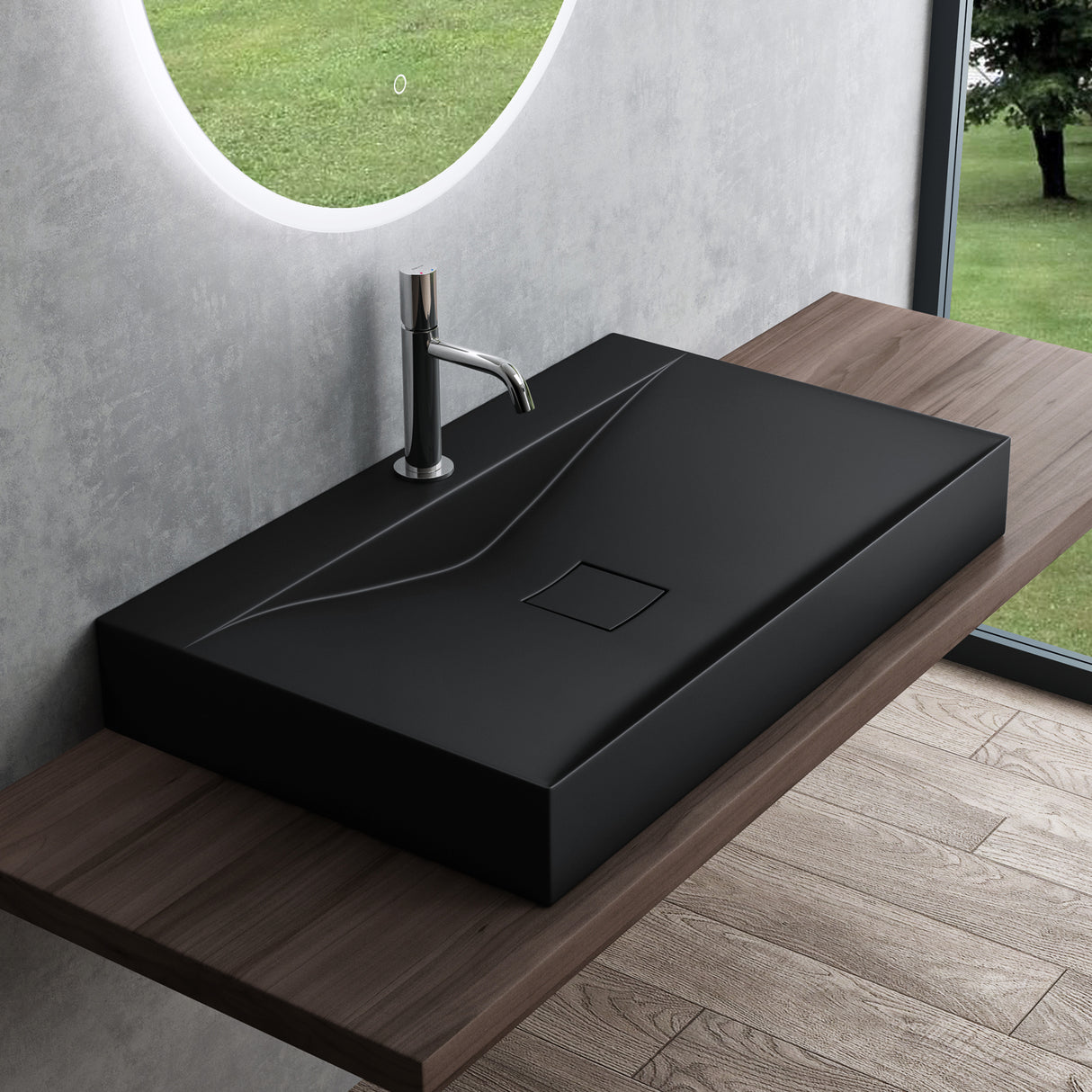 glasvilla Lavabo da Appoggio da Marmo fuso Lavabo Bagno Sospeso Lavandino Bagno Rettangolare Colossum810