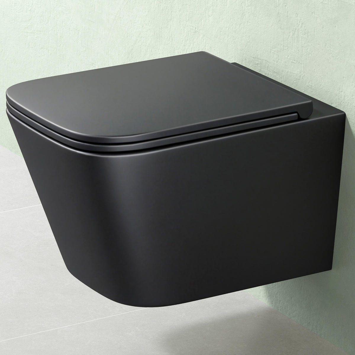 Glasvilla Design WC Suspendido Negro Sin Borde A112 – PowerFlush con Asiento Soft-Close