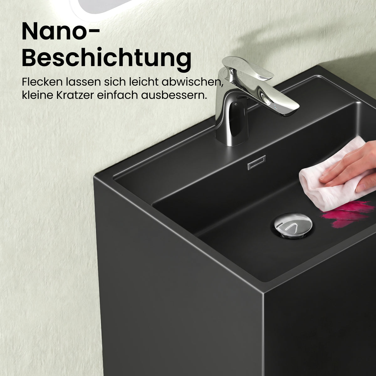 glasvilla Design Standwaschbecken freistehend aus Mineralguss Waschtisch Col34