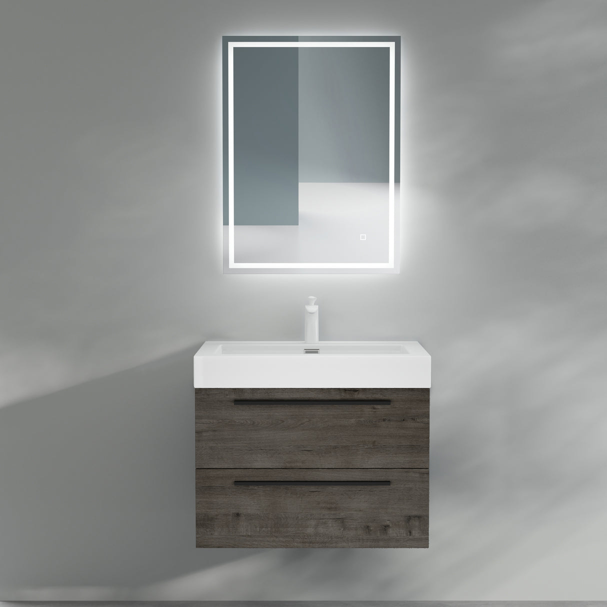 Ensemble de meubles de salle de bain Glasvilla comprenant un meuble-lavabo avec meuble bas et vasque en fonte minérale Quadratto